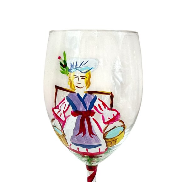 Block Hand Painted 12 Days of Christmas Milk Maid Candy Cane Stem - Picture 2 of 6